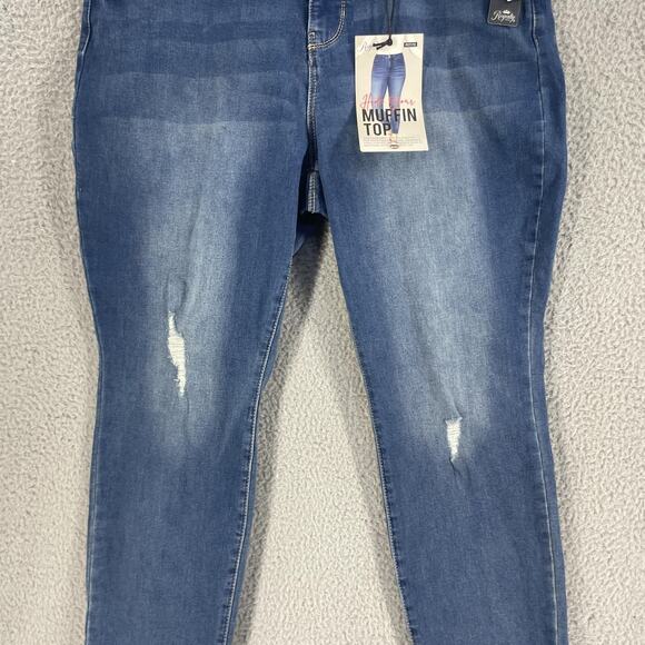 Royalty For Me Jeans Womens 14P x26 Blue Ankle High-Rise Skinny Petite Rip Tear - Picture 9 of 15